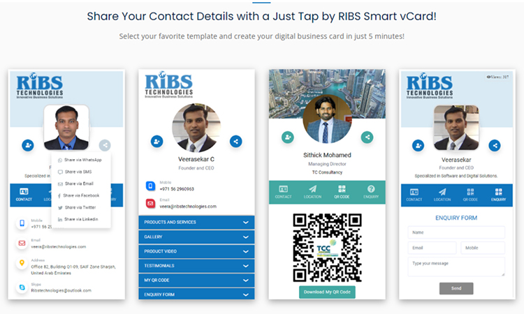 Digital NFC business cards gallery